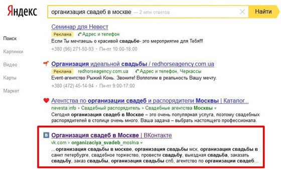 Аналитика: Организация свадеб